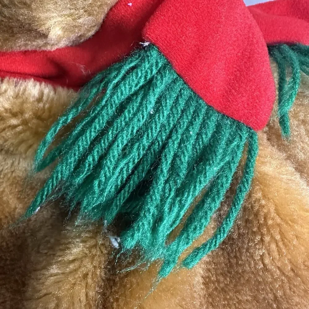 Fairview Reindeer Scarf 3D Plush Christmas Stocking Pouch Vintage 80s
